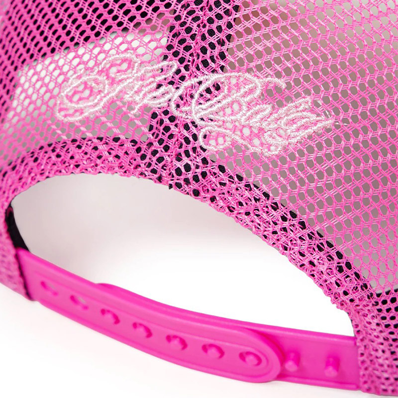 SHINY CROSS RHINESTONE MESH CAP -PINK-