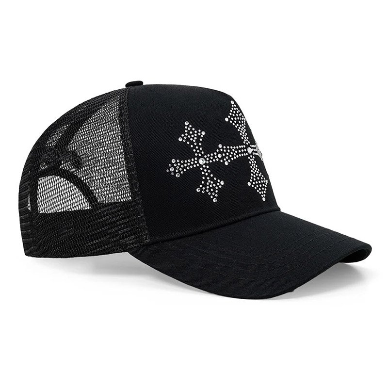 SHINY CROSS RHINESTONE MESH CAP -2.COLOR-