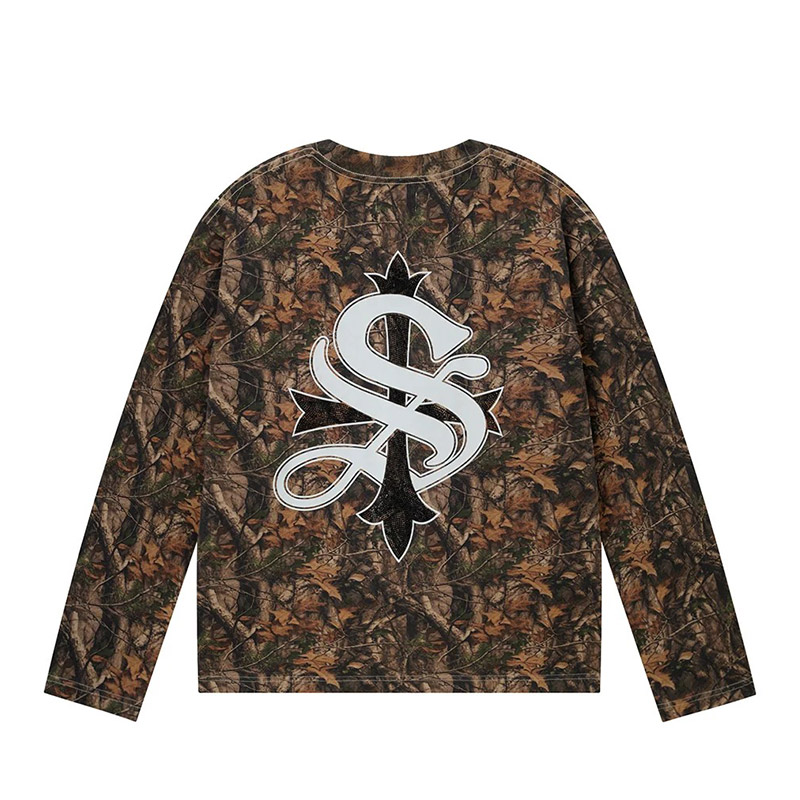 CROSS RHINESTONE LONG SLEEVE TEE -2.COLOR-