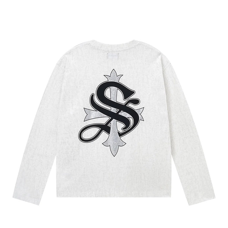 CROSS RHINESTONE LONG SLEEVE TEE -2.COLOR-
