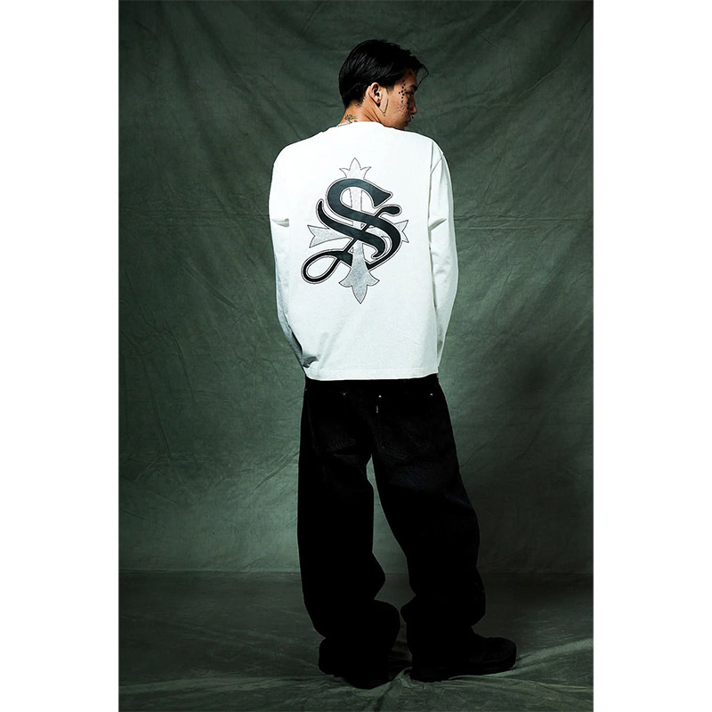CROSS RHINESTONE LONG SLEEVE TEE -2.COLOR-