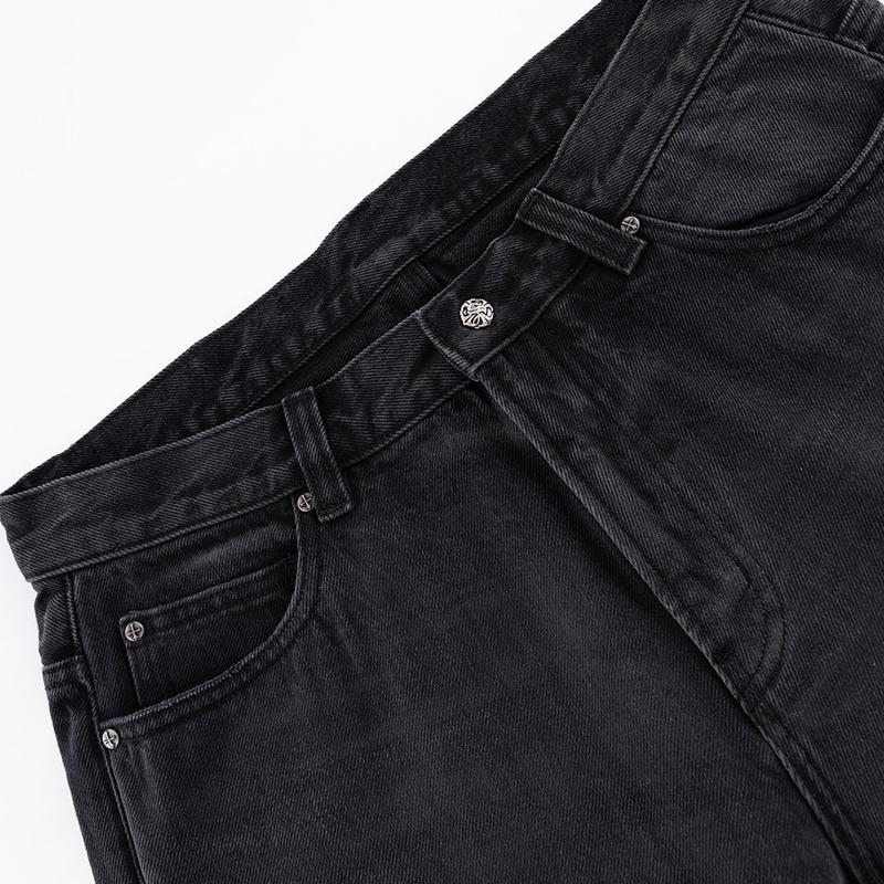 STUDS TRIBAL LEATHER PATCH CURVE DENIM -2.COLOR-