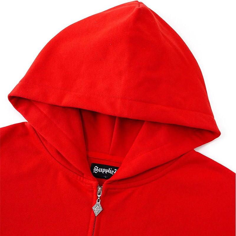 FIRE PATTERN RHINESTONE ZIP HOODIE -2.COLOR-