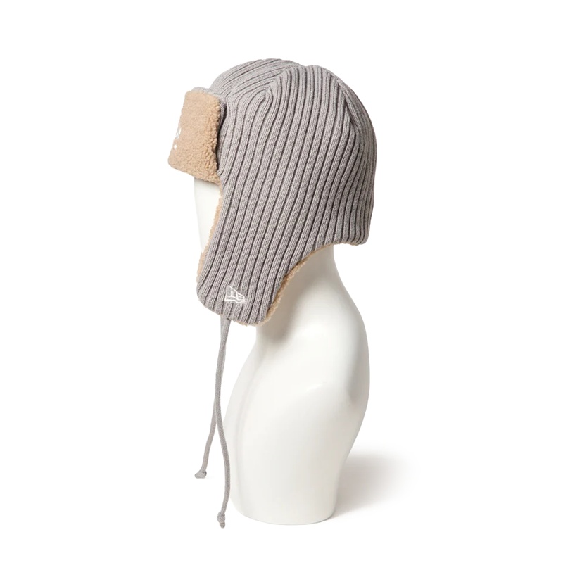 KNIT TRAPPER LOSDOD RIB KNIT GRY -GREY-