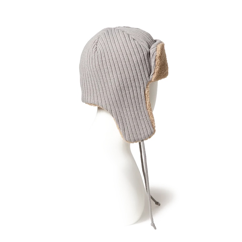 KNIT TRAPPER LOSDOD RIB KNIT GRY -GREY-
