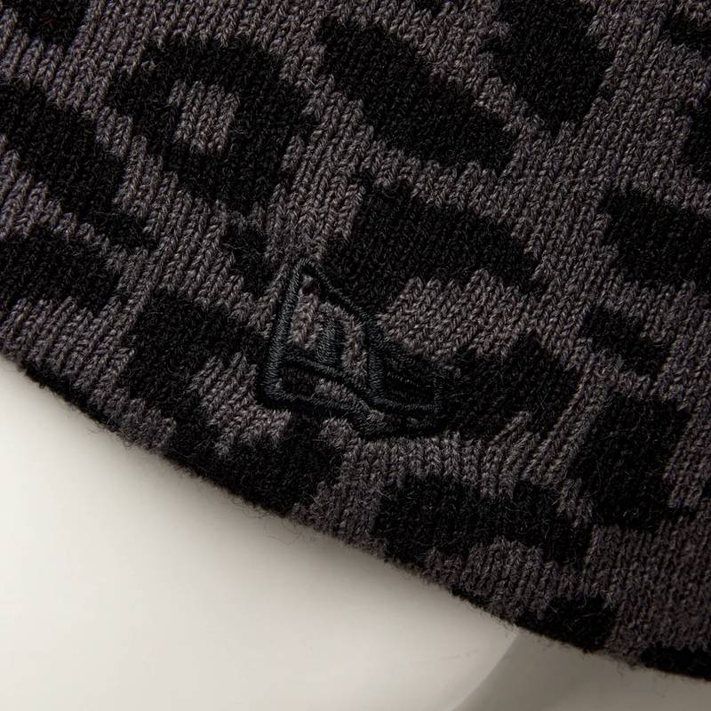 BASIC BEANIE LEOPARD DGRY BLK -GREY-