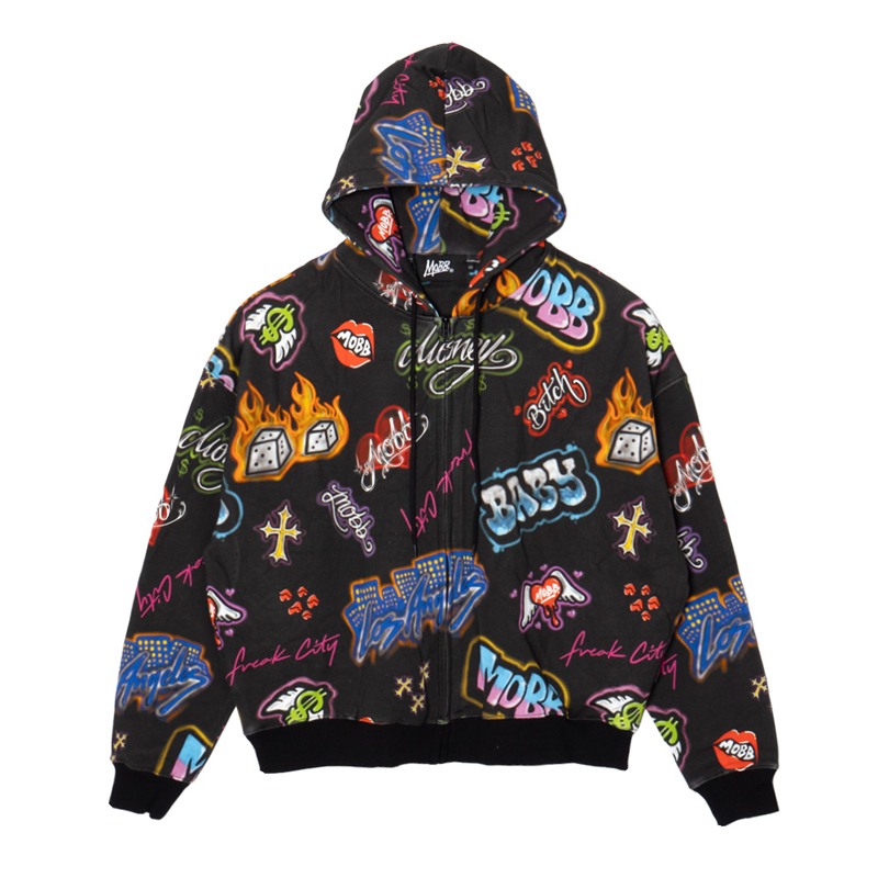 FC GRAFFIZI ZIP HOODIE -BLACK- (LADIES)