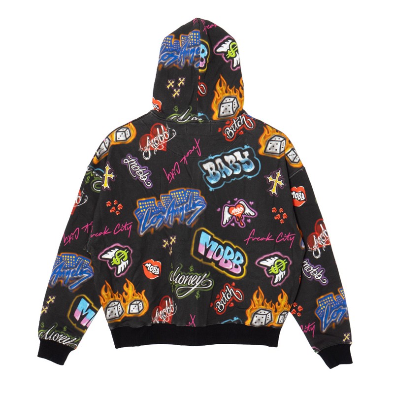 FC GRAFFIZI ZIP HOODIE -BLACK- (LADIES)