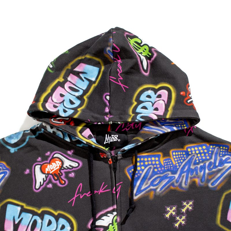 FC GRAFFIZI ZIP HOODIE -BLACK- (LADIES)