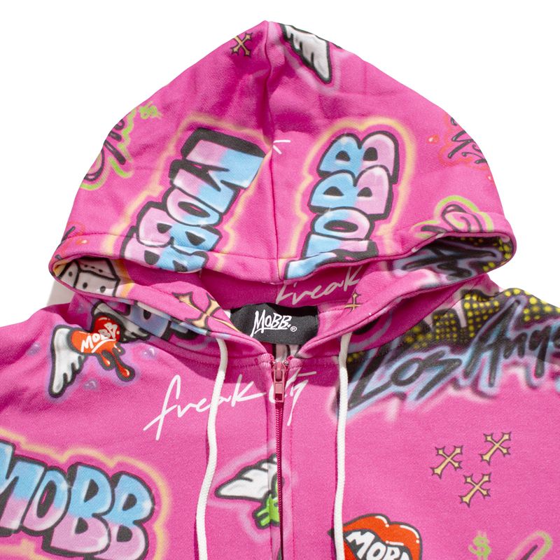 FC GRAFFIZI ZIP HOODIE -PINK- (LADIES)