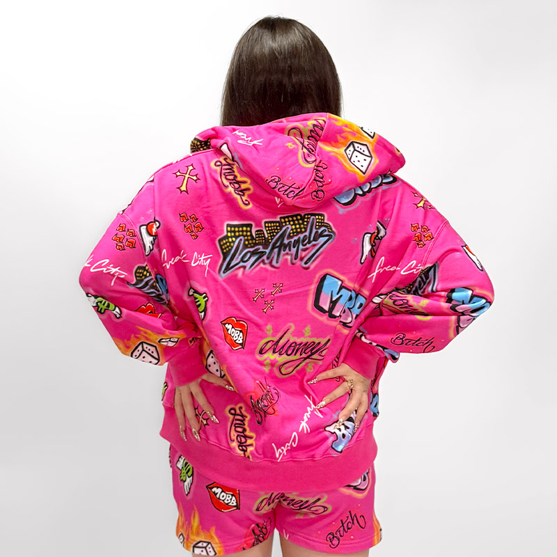 FC GRAFFIZI ZIP HOODIE -PINK- (LADIES)