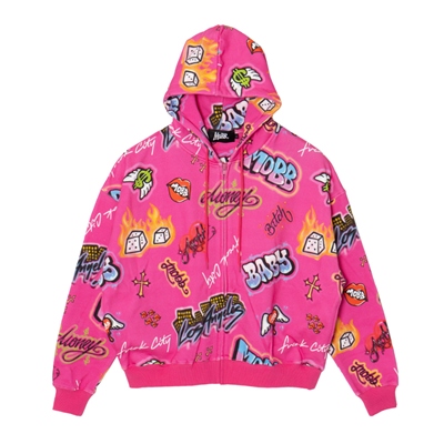 FC GRAFFIZI ZIP HOODIE -PINK- (LADIES)