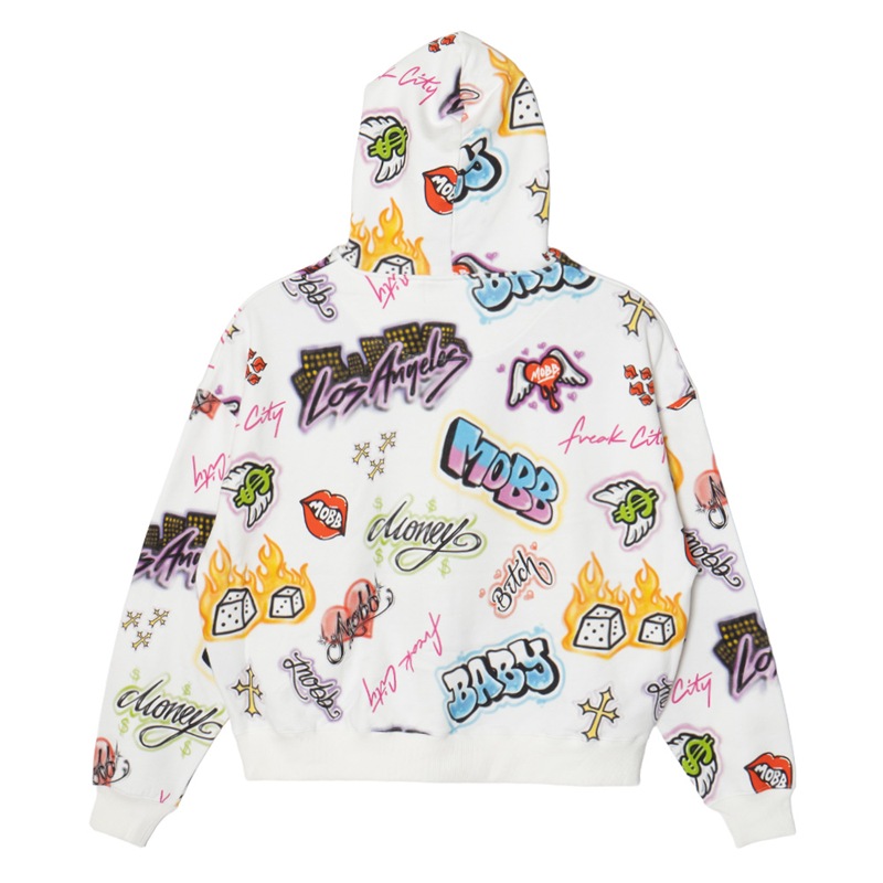 FC GRAFFIZI ZIP HOODIE -WHITE- (LADIES)