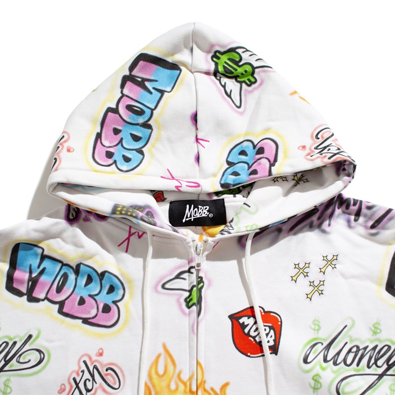 FC GRAFFIZI ZIP HOODIE -WHITE- (LADIES)