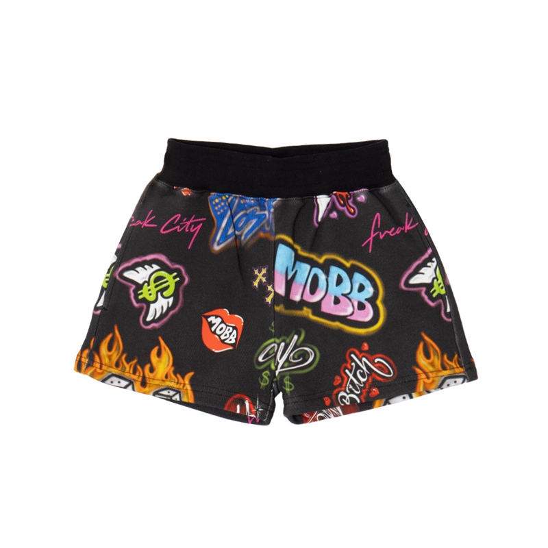 FC GRAFFITI SHORTS -BLACK- (LADIES)