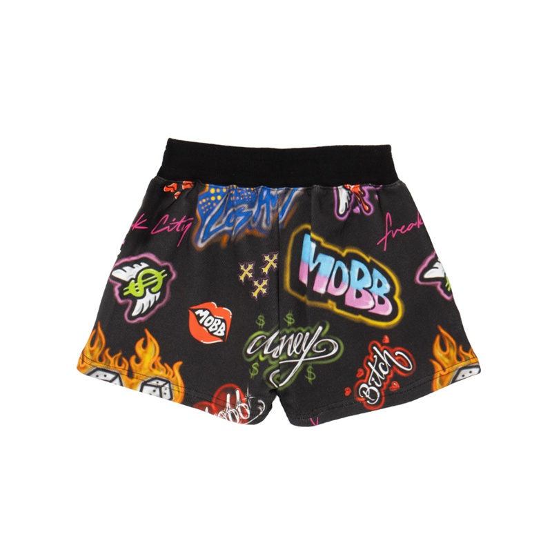 FC GRAFFITI SHORTS -BLACK- (LADIES)