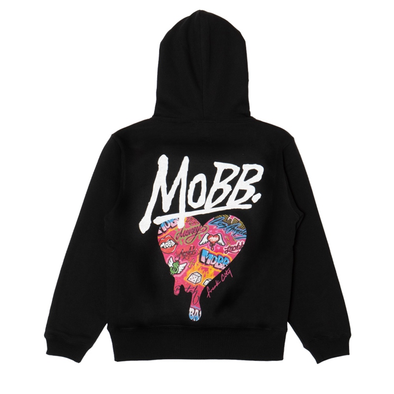 FC HEART DRIP GRAFFITI HOODIE -BLACK- (LADIES)