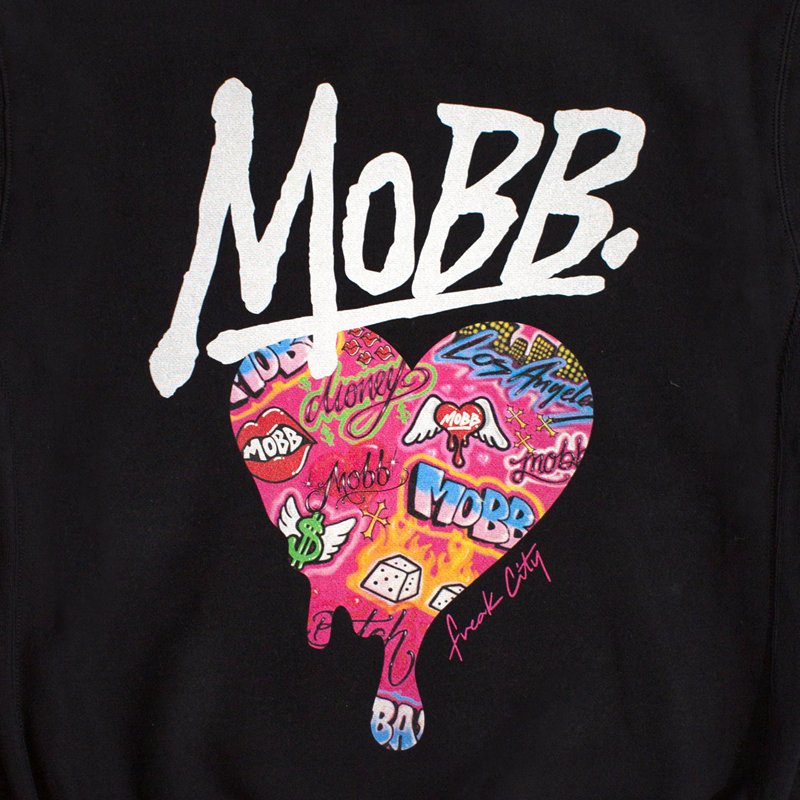 FC HEART DRIP GRAFFITI HOODIE -BLACK- (LADIES)