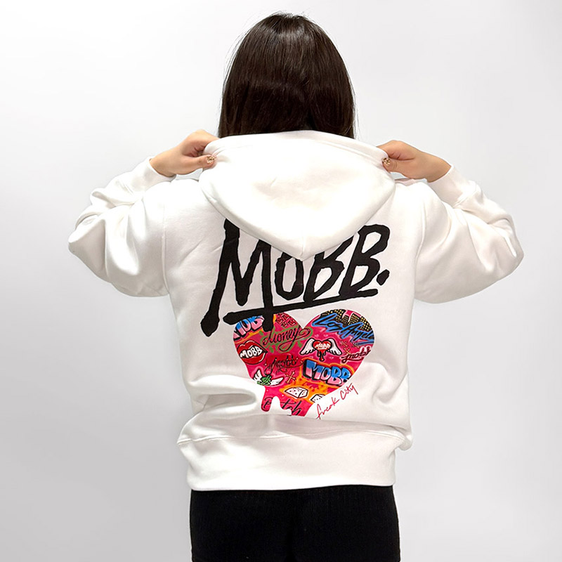 FC HEART DRIP GRAFFITI HOODIE -WHITE- (LADIES)
