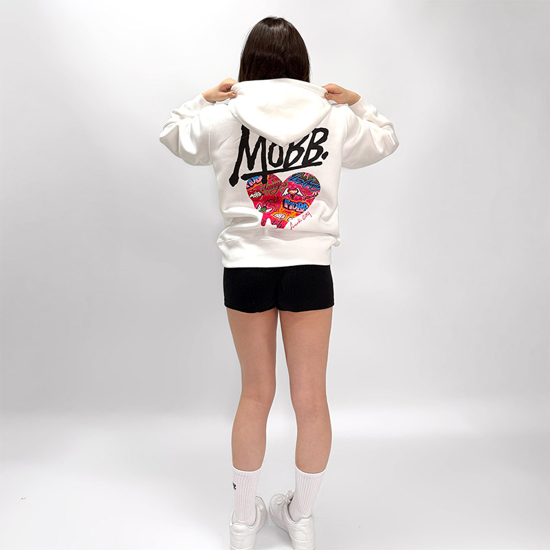 FC HEART DRIP GRAFFITI HOODIE -WHITE- (LADIES)