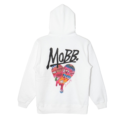 FC HEART DRIP GRAFFITI HOODIE -WHITE- (LADIES)