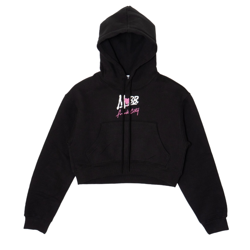 FC HEART DRIP GRAFFITI CROPPED HOODIE -BLACK- (LADIES)