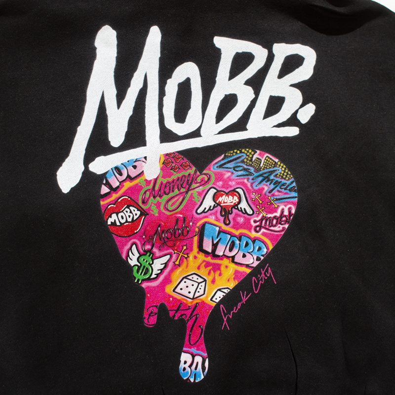 FC HEART DRIP GRAFFITI CROPPED HOODIE -BLACK- (LADIES)