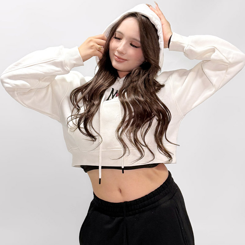 FC HEART DRIP GRAFFITI CROPPED HOODIE -WHITE- (LADIES)