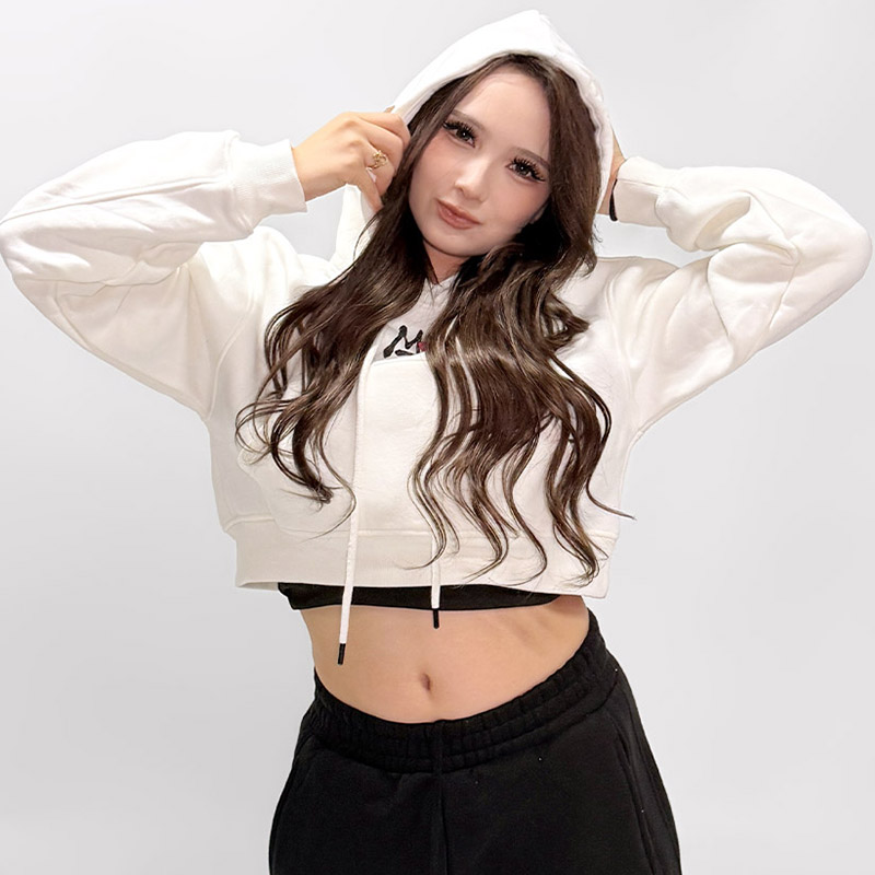 FC HEART DRIP GRAFFITI CROPPED HOODIE -WHITE- (LADIES)