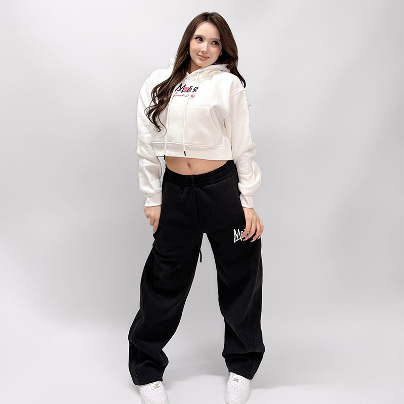 FC HEART DRIP GRAFFITI CROPPED HOODIE -WHITE- (LADIES)