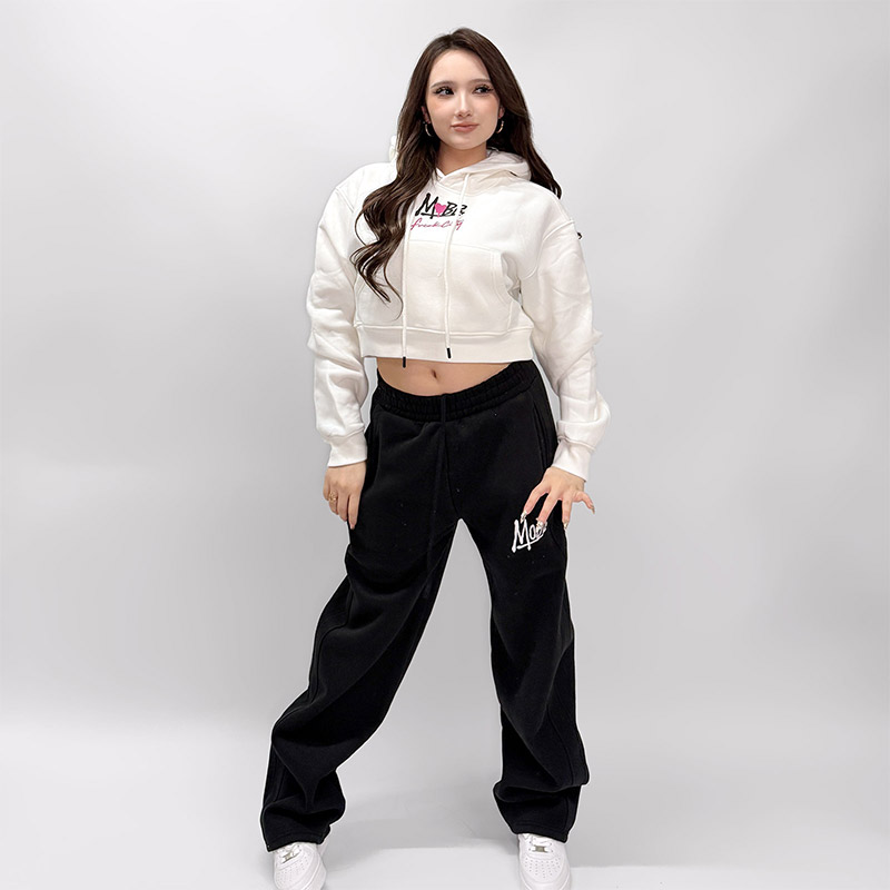 FC HEART DRIP GRAFFITI CROPPED HOODIE -WHITE- (LADIES)
