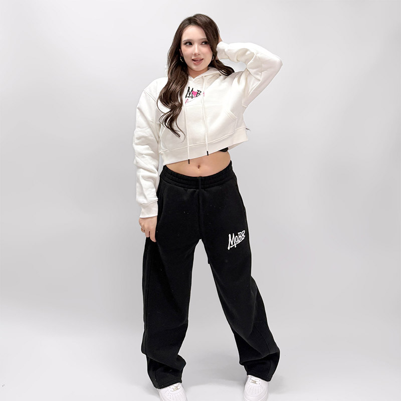 FC HEART DRIP GRAFFITI CROPPED HOODIE -WHITE- (LADIES)