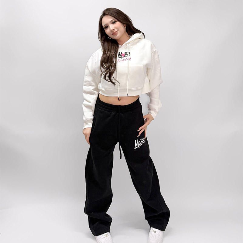 FC HEART DRIP GRAFFITI CROPPED HOODIE -WHITE- (LADIES)
