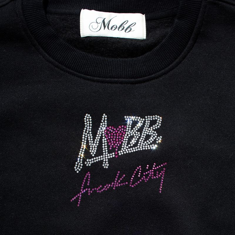 FC STONE CROPPED CREW SWEAT -BLACK- (LADIES)