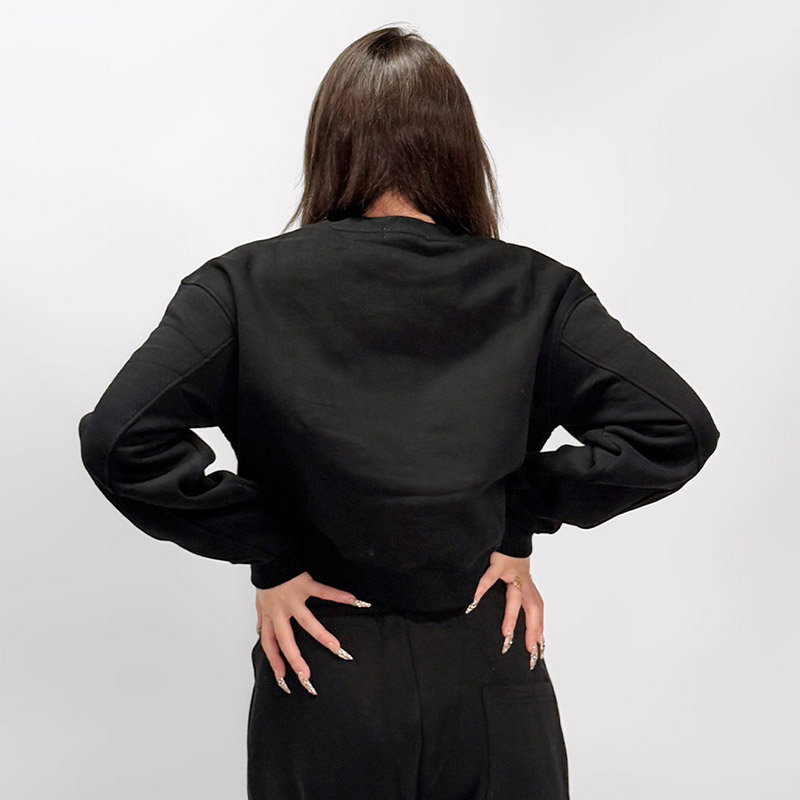 FC STONE CROPPED CREW SWEAT -BLACK- (LADIES)