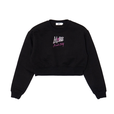 FC STONE CROPPED CREW SWEAT -BLACK- (LADIES)