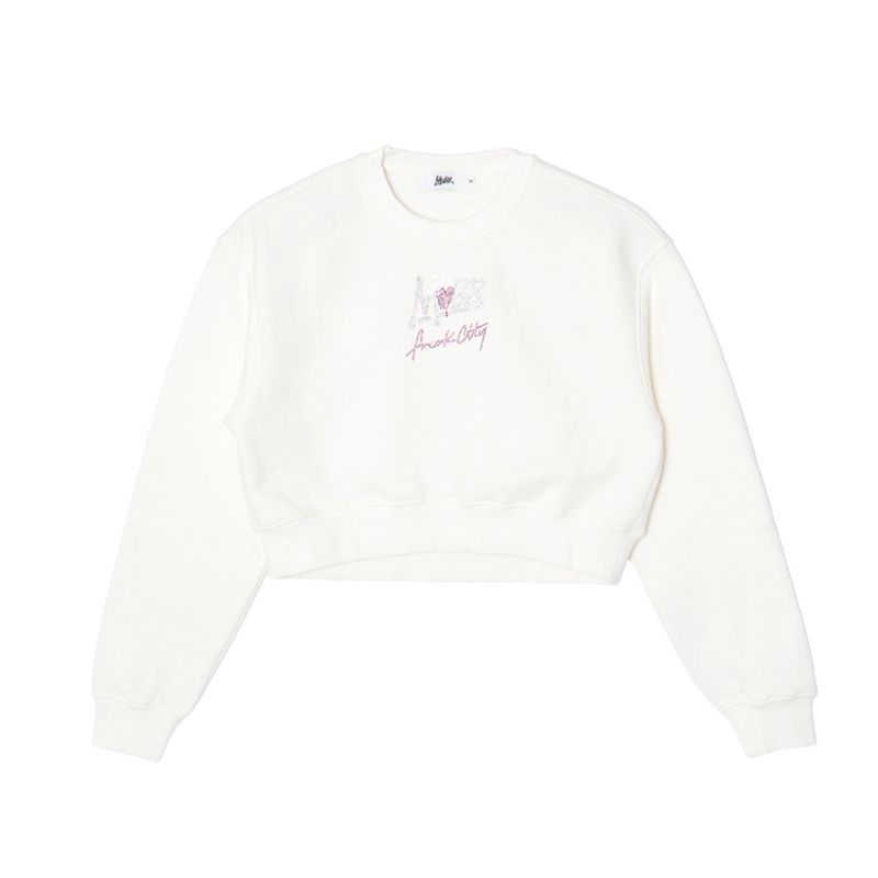 FC STONE CROPPED CREW SWEAT -WHITE- (LADIES)