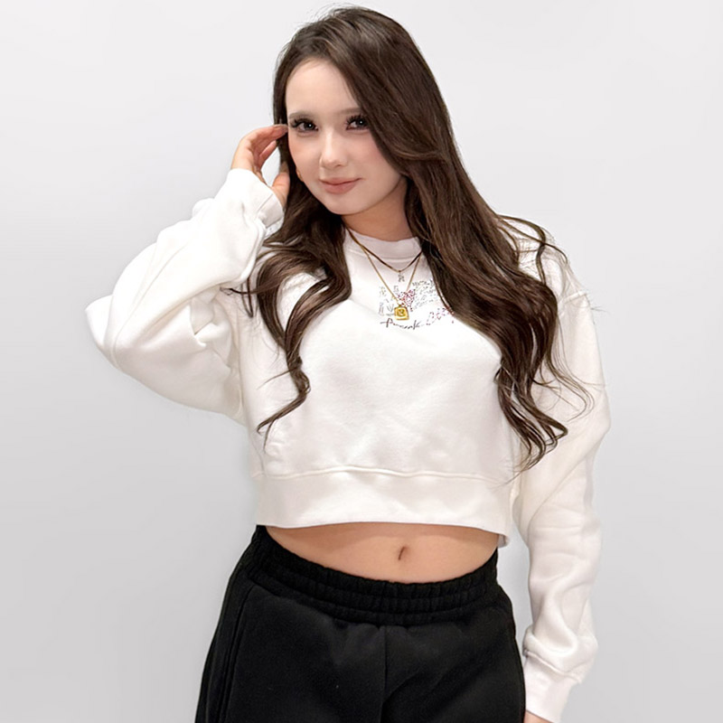 FC STONE CROPPED CREW SWEAT -WHITE- (LADIES)