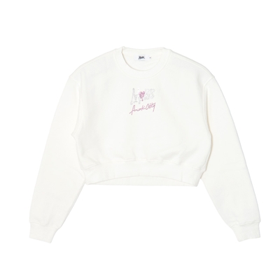 FC STONE CROPPED CREW SWEAT -WHITE- (LADIES)