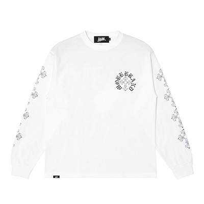 CROSS SLEEVE L/S T-SHIRT -WHITE-