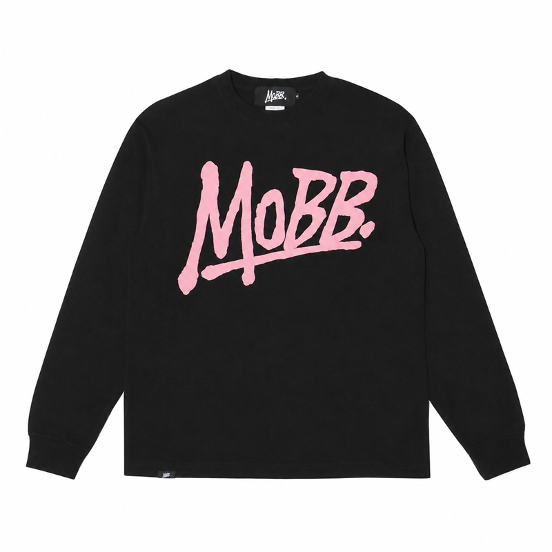 (P)OG L/S T-SHIRT -BLACK×PINK-