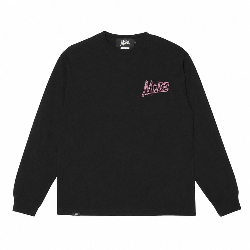 OG RHINESTONE L/S T-SHIRT -BLACK×PINK-