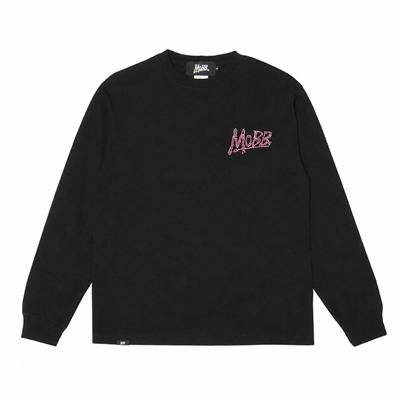OG RHINESTONE L/S T-SHIRT -BLACK×PINK-
