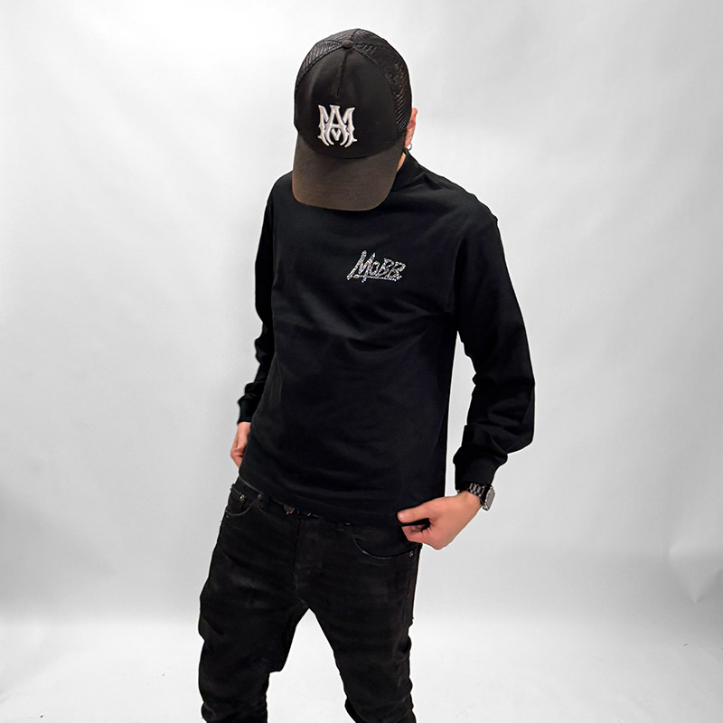 OG RHINESTONE L/S T-SHIRT -GREY-
