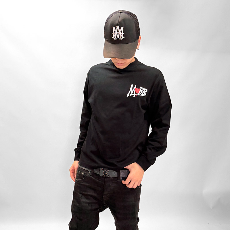 HEART DRIP L/S T-SHIRT -BLACK-