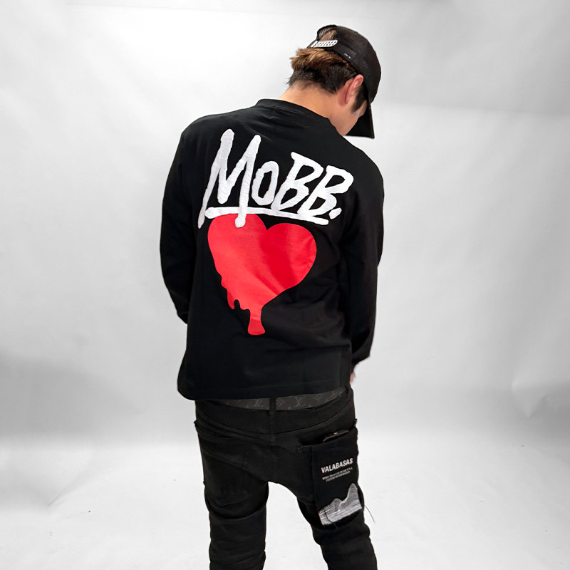 HEART DRIP L/S T-SHIRT -GREY-