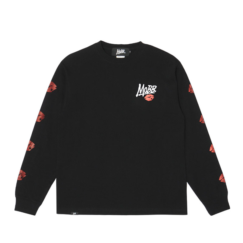 GLITTER KISS SLEEVE L/S T-SHIRT -BLACK-