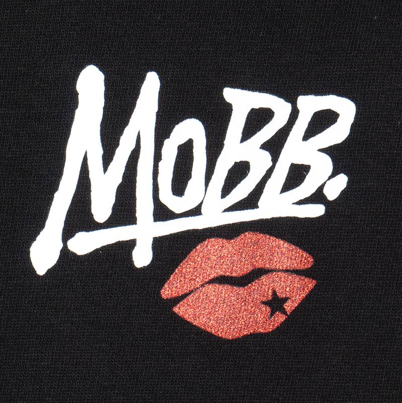 GLITTER KISS SLEEVE L/S T-SHIRT -BLACK-