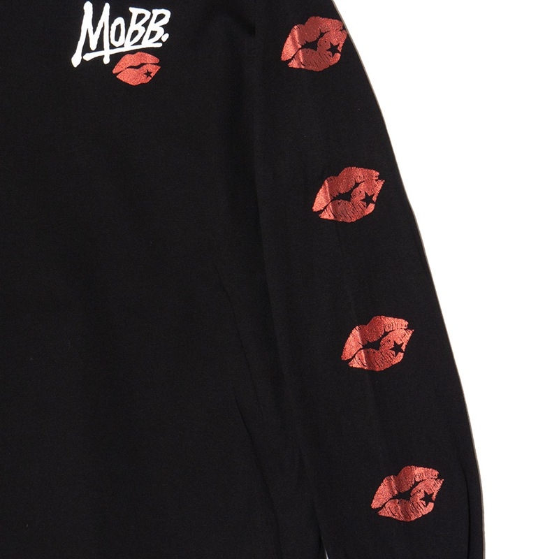 GLITTER KISS SLEEVE L/S T-SHIRT -BLACK-