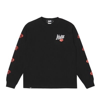 GLITTER KISS SLEEVE L/S T-SHIRT -BLACK-